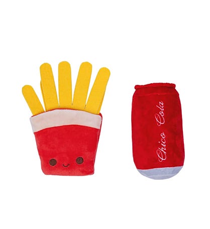 Cola & Fries Crinkle And Squeaky Plush Dog Toy Combo